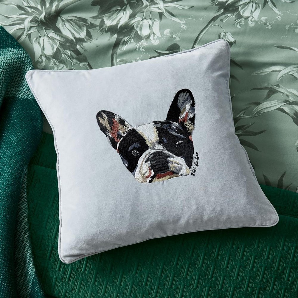 French Bulldog Cushion by Ted Baker in Silver Grey